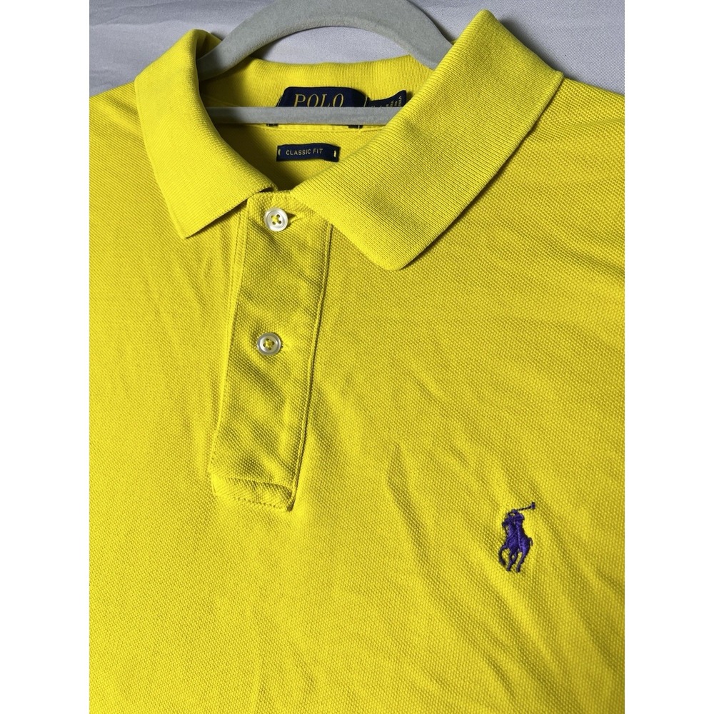 Polo Ralph Lauren Polo Shirt Mens XL Yellow Short Sleeve Pony Y2K